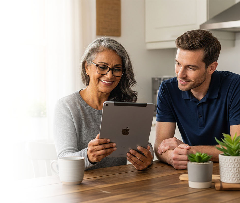 SilverTechNW guide helping customer with iPad SilverTechNW guide helping customer with iPad